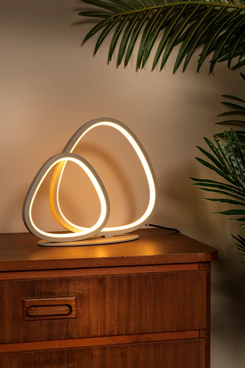 Lucide SAMLING - Lampe de table - LED Dim. - CCT - 1x16W 2700K/4000K - Taupe | Essential - ambiance 1